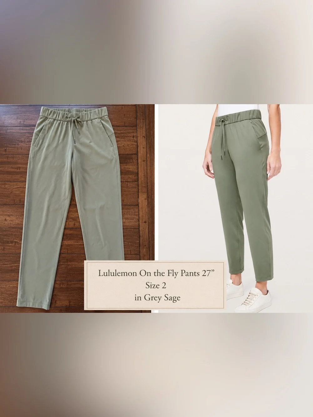 Lululemon On The Fly Pant 27” Size 2 Grey Sage Luxtreme Travel Work Pants